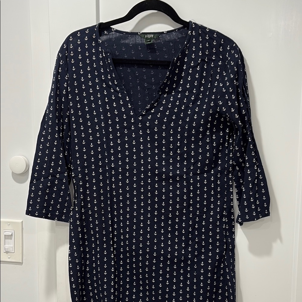 J. Crew Blue V-Neck 3/4 Sleeve Sheath Tunic